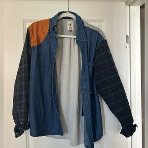 BDGA Bodega Denim and Gray Colorblock Shirt